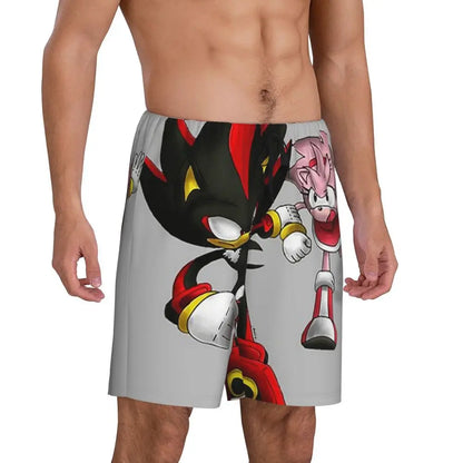 Pantalones cortos de pijama personalizados de Sonic the Hedgehog para hombre, para dormir y estar por casa