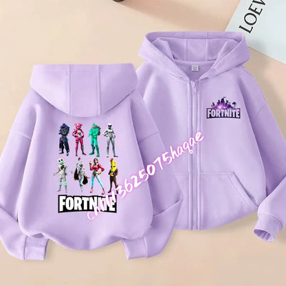 Nová detská mikina Fortnite so zipsom, kreslený anime štýl, ležérna a priedušná mikina s kapucňou pre chlapcov, kabát/bunda, jar 2026, detské oblečenie