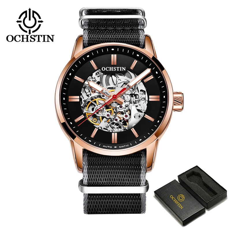OCHSTIN Automatic Mens Watches Top Brand Luxury Royal Luminous Skeleton Waterproof Mechanical Fashion Male Clock Gifts for Men