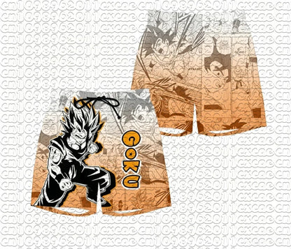 Pantalones cortos de verano con estampado de Goku de Dragon Ball, transpirables y de secado rápido, pantalones cortos deportivos holgados de estilo retro americano para hombre y mujer