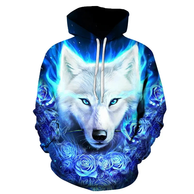Sudadera de anime con cabeza de lobo feroz. Sudaderas con capucha impresas en 3D. Ropa de moda para hombre y mujer. Ropa infantil de Harajuku. Abrigo de hombre.