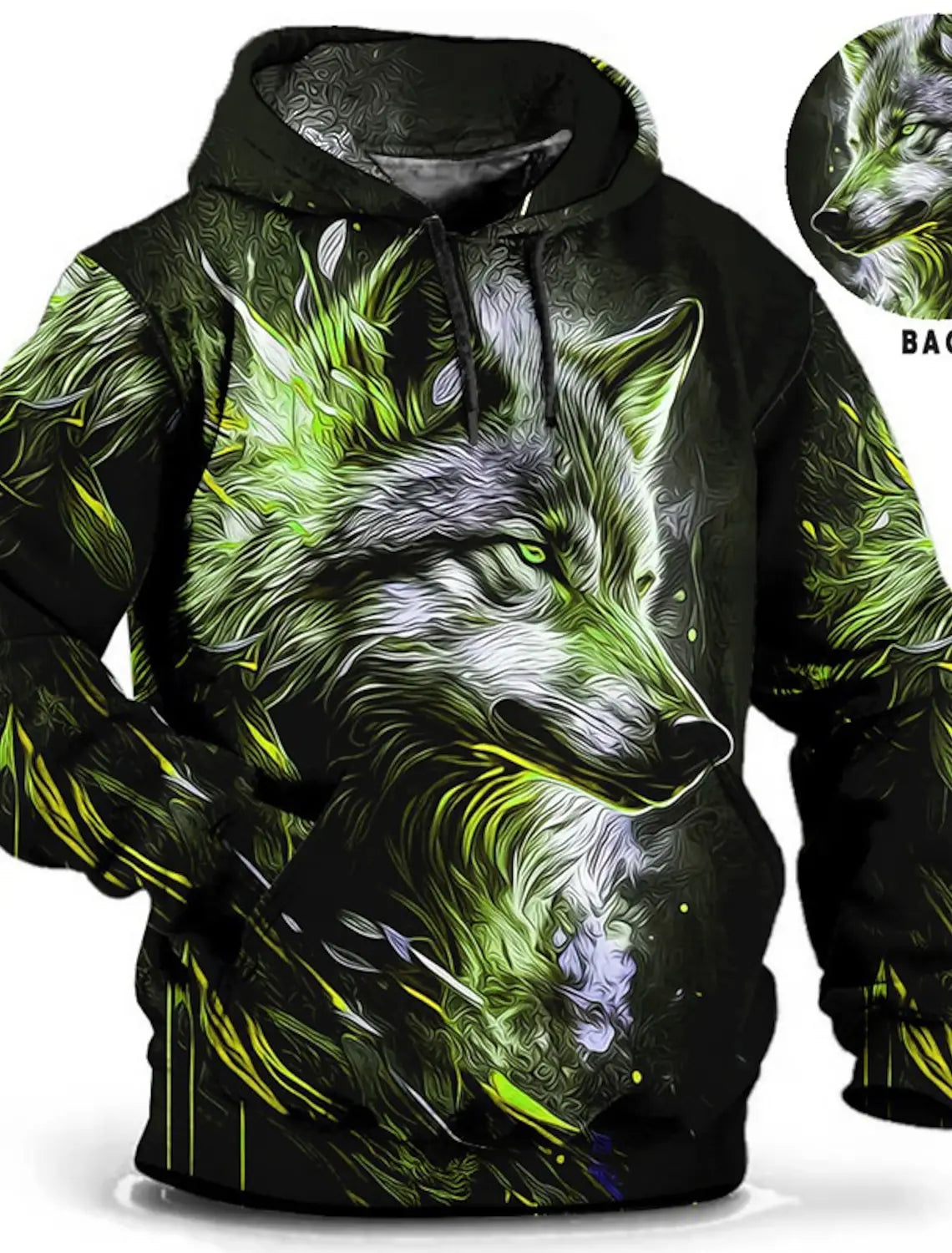 Unisex-Hoodie für Herren – modischer Pullover-Hoodie mit Kapuze, Animal-Print Wolf, Löwe, Drache und Tiger, 3D-Druck, lässiger Alltagshoodie