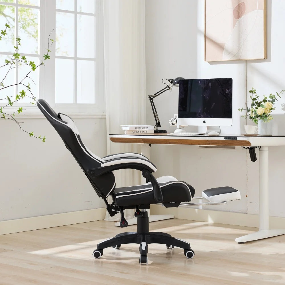 Ergonomic Rotating Gaming Chair, 360 Reclining Office Chair °   Pivoting, Height-Adjustable, Footrest, Headrest
