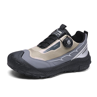 Rotary Buckle Men's Trekking Sneakers Outdoor Platform Hiking Shoes Comfortable Non-Slip Climbing Walking Shoes for Men