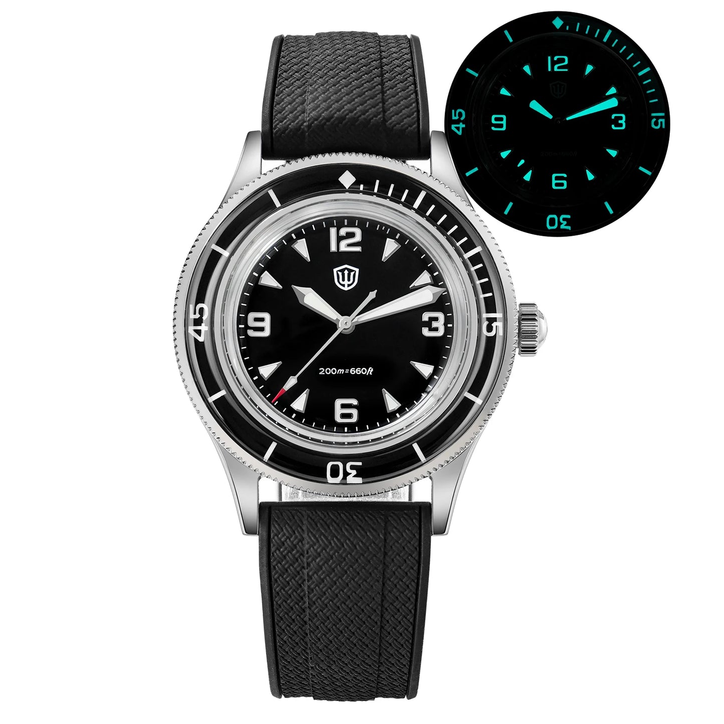 Watchdives WD50Q 38mm Watch Stainless Steel VH31 Sweep Seconds Quartz Movement Men Watches Bubble Sapphire Luminous Waterproof