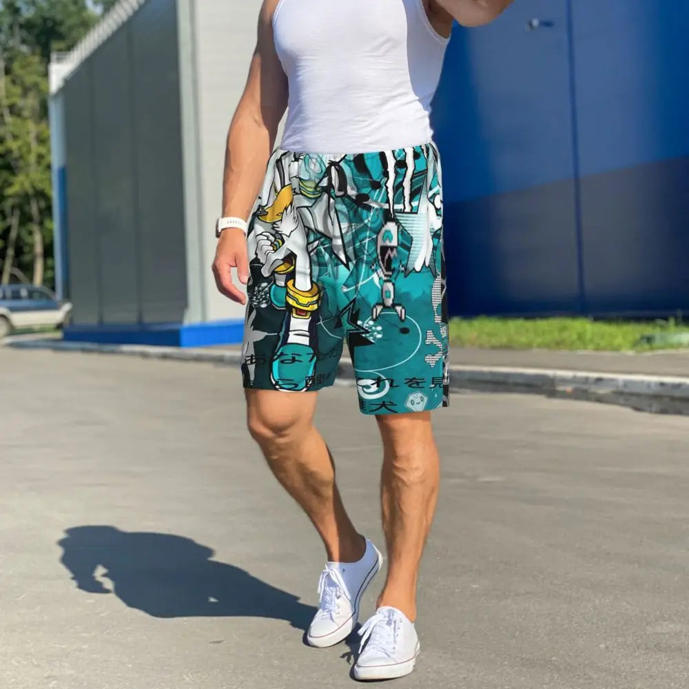 Pantalones cortos de pijama personalizados de Sonic the Hedgehog para hombre, para dormir y estar por casa