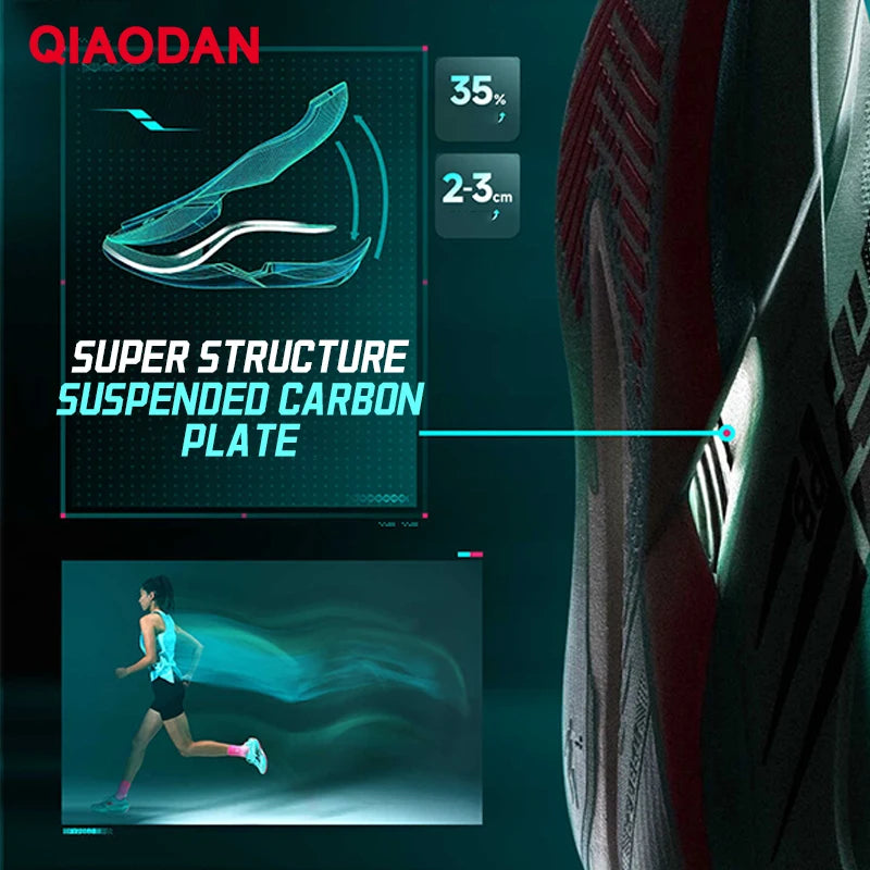 QIAODAN Feiying PB6.0 Men's Marathon Racing Running Shoes with Full Palm Carbon Plate, Lightweight Sports Sneakers QDB023261299