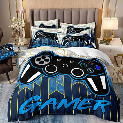 Juegos de cama para niños aficionados a los videojuegos: juego de funda nórdica «Queen» con motivos de videojuegos, juego de cama con diseños de PlayStation para chicos adolescentes