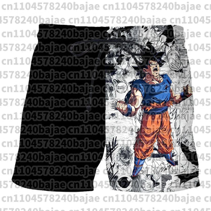 Pantalones cortos de Dragon Ball impresos en 3D, anime japonés, transpirables, de secado rápido, deportivos, estilo retro Y2K, hip hop, de verano, para hombre, para la playa