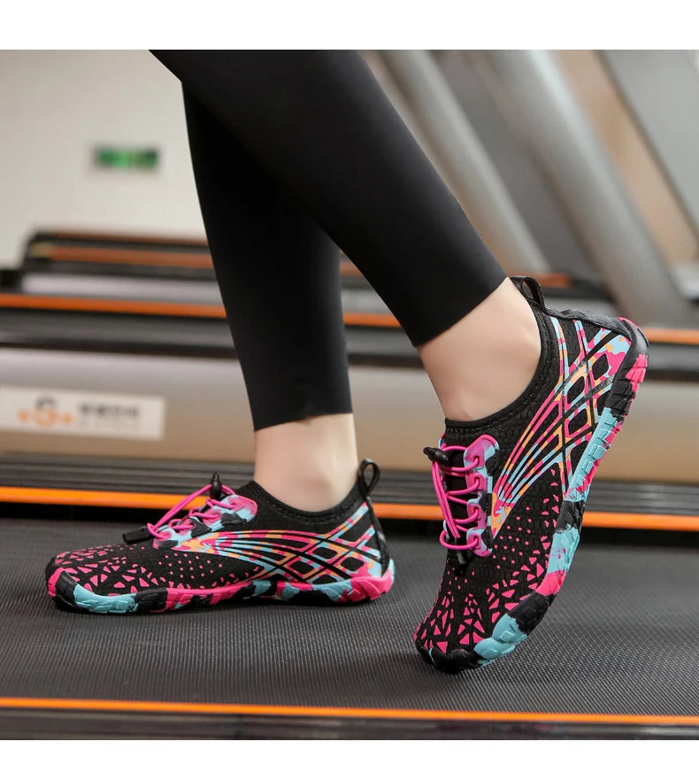 Quick Drying Aqua Shoes Women’s Water Shoes Swimming Barefoot Five Fingers Aqua Shoes Colorful Beach Seaside Light Sneakers