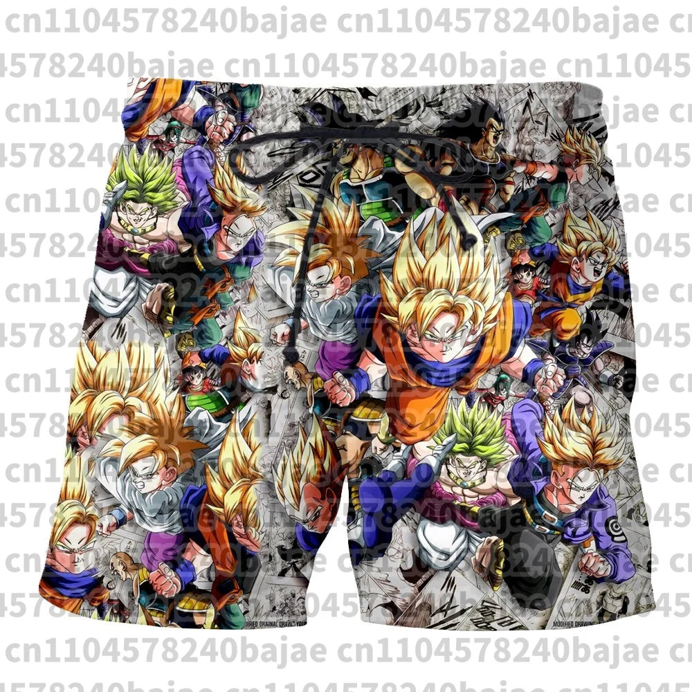 Pantalones cortos de Dragon Ball impresos en 3D, anime japonés, transpirables, de secado rápido, deportivos, estilo retro Y2K, hip hop, de verano, para hombre, para la playa