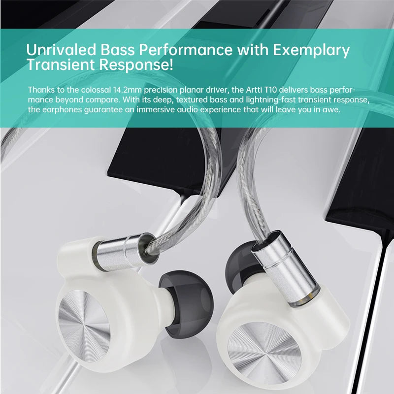ARTTI T10 Planar Driver In-Ear HiFi Earphones, Wired IEM Monitors with 14.2mm Planar Driver, Detachable 0.78mm 2-Pin Cable, 3.5mm/4.4mm Audiophile Earbuds