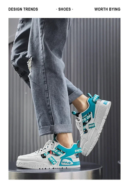 Nuove scarpe da uomo stile skateboard, sneaker estive in pelle casual fashion outdoor per running, sport, trekking e tennis, platform di lusso firmate
