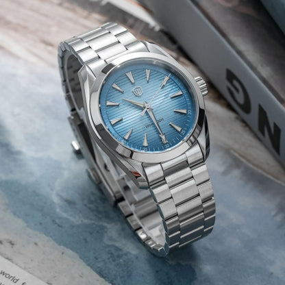 Watchdives WD0006 -kello, VH31-koneisto sujuvalla sekuntiviisarilla, kaareva safiirilasi, BGW9-heijastava pinnoite, vesitiivis 10 baariin asti, 38 mm, vintage-tyyli