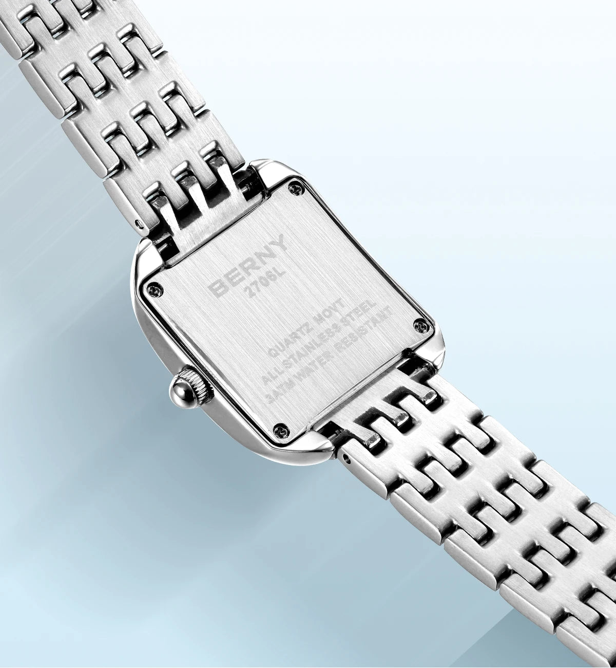 BERNY Luxury Brand Women's Watch New In High Quality S/S Square Ladies Quartz Watches Fashion Elegant Business Wristwatch