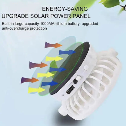Ademende zonnehoed — Zonneventilator, opladen via USB