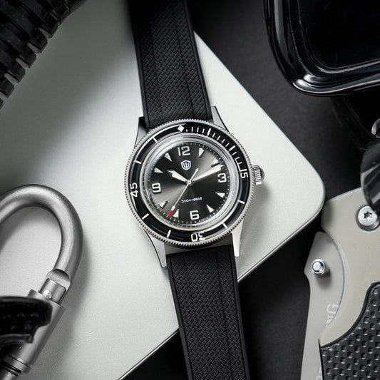 Watchdives WD50Q 38 mm -kello, ruostumaton teräs, VH31, sekuntiviisari, kvartsikoneisto, miesten kellot, kuplamainen safiirilasi, valoa heijastava, vedenpitävä