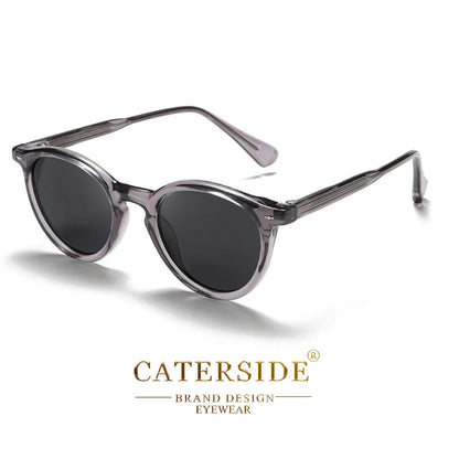 CATERSIDE Round Polarized Sunglasses Men Propionic High Quality Sun Glasses Women Punk Outdoor Driving Fishing Eyewear UV400