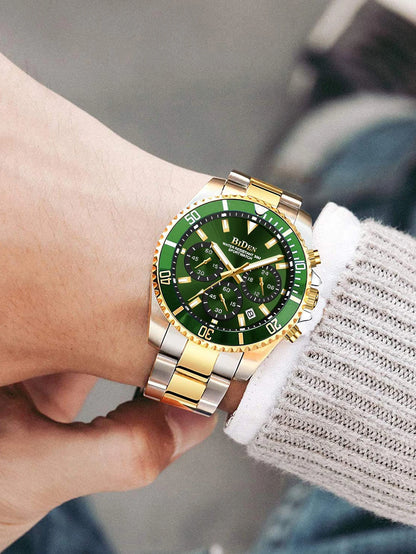 BIDEN Multi-functional men's quartz watch luxury waterproof night light business style diving series casual fashion watch