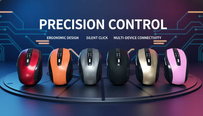 2.4G Wireless Mouse 7500 DPI Ergonomic Gaming Mouse with 6 Buttons, 4-Way Scroll Wheel, USB Optical Wireless Mouse for PC, Laptop & MacBook