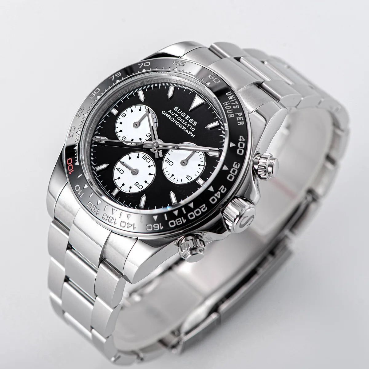 Sugess Diving Men's Watch Panda Automatic Mechanical Chronograph Peacock SL4801 Movement Wristwatch Waterproof Ceramic Bezel New