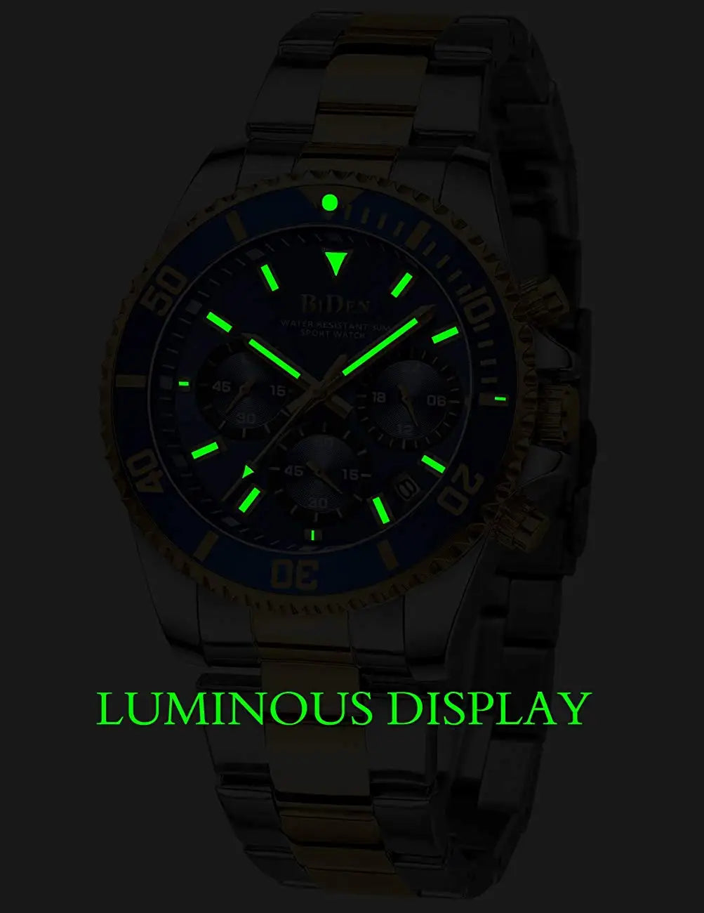 BIDEN Multi-functional men's quartz watch luxury waterproof night light business style diving series casual fashion watch