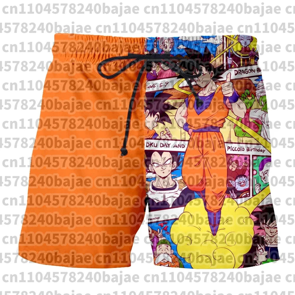 Pantalones cortos de Dragon Ball impresos en 3D, anime japonés, transpirables, de secado rápido, deportivos, estilo retro Y2K, hip hop, de verano, para hombre, para la playa