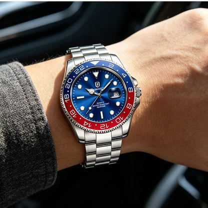 QINGXIYA Luxe herenhorloges met kwartsmechanisme, roestvrij staal, waterdicht, verlicht, datumweergave, herenpolshorloge, reloj hombre