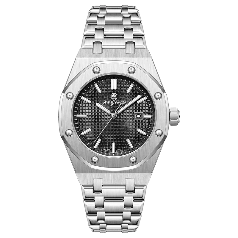 PAAZOMU Luxe vierkant herenhorloge met quartz, waterdicht, verlicht datumvenster, herenhorloge van roestvrij staal, zakelijke herenhorloges