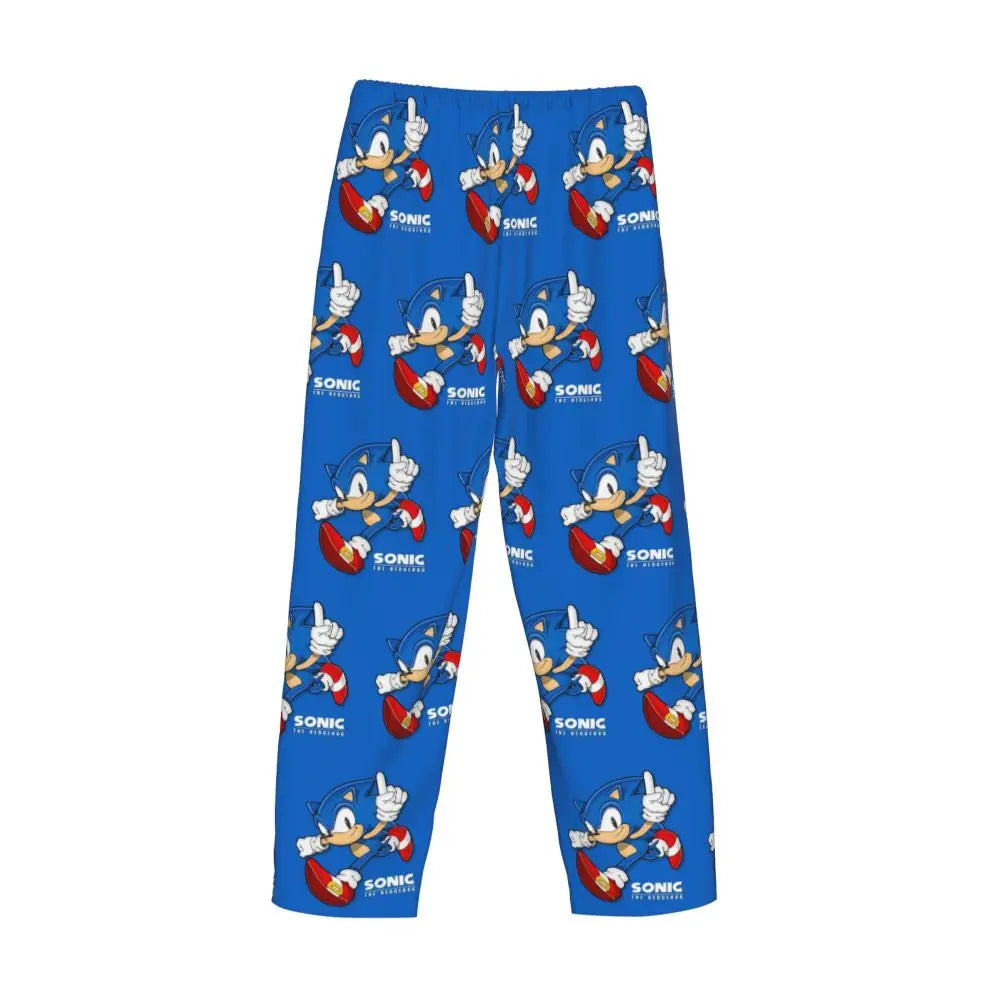 Pantalones de pijama personalizados para hombre con estampado «Soniced», con motivo de erizo, ropa de dormir, pantalones de estar por casa con bolsillos