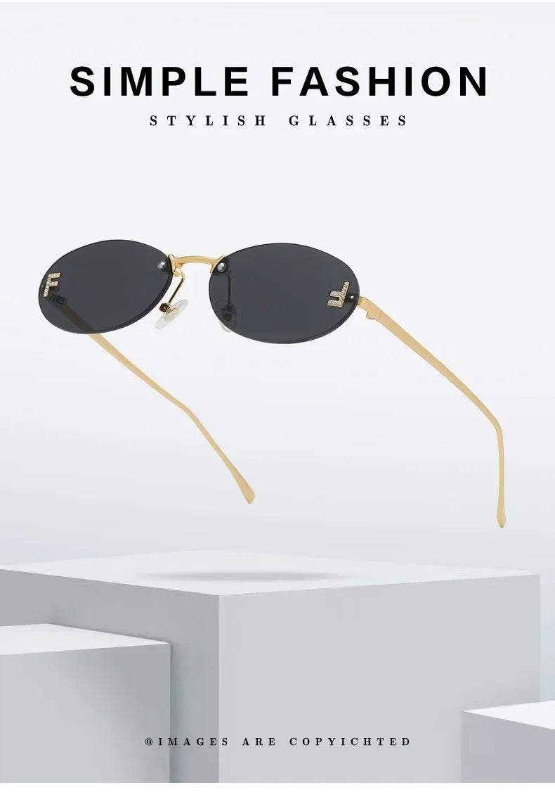 Zestaw 3 par damskich modnych okularów przeciwsłonecznych bez oprawek w stylu retro, małe owalne, ze stopu metali, eleganckie okulary przeciwsłoneczne z gradientowymi szkłami, okulary na zewnątrz i w podróży