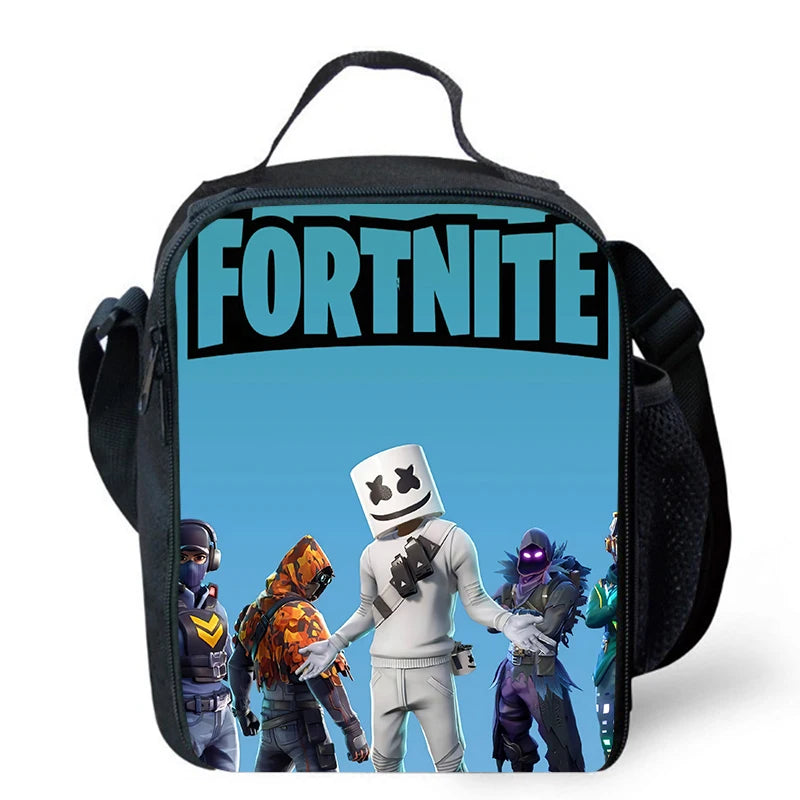 Cute Cartoon Lunch Bag Insulated Thermal Food Container Leakproof Reusable Fortnite Lunch Cooler Bag for Kids Student