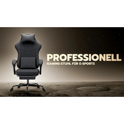 Gaming Chair Fabric Office Chair, Massage Gaming Chair with Headrest, Ergonomic Racing Gaming Seat with Footrest, for Relaxing