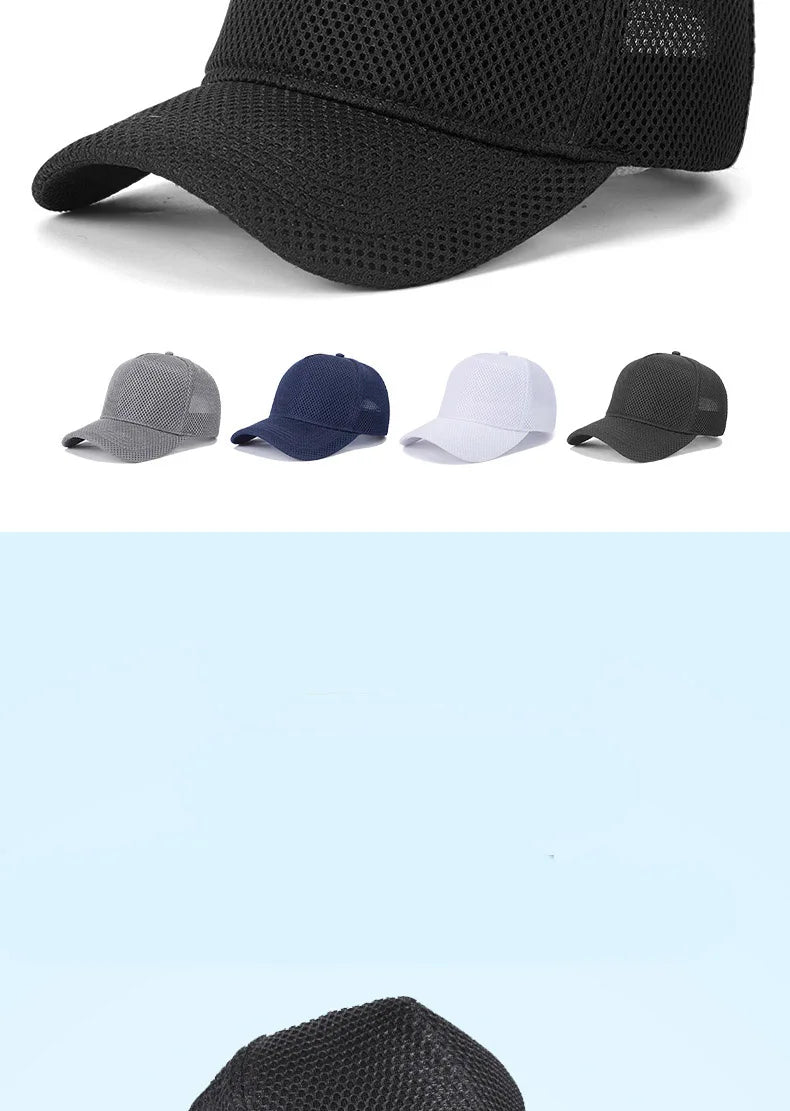 60-64cm Big Head Mesh Breathable Baseball Cap Men And Women Thin Section High Top Hat Outdoor Sunscreen Sun Hat Duck Tongue Hat