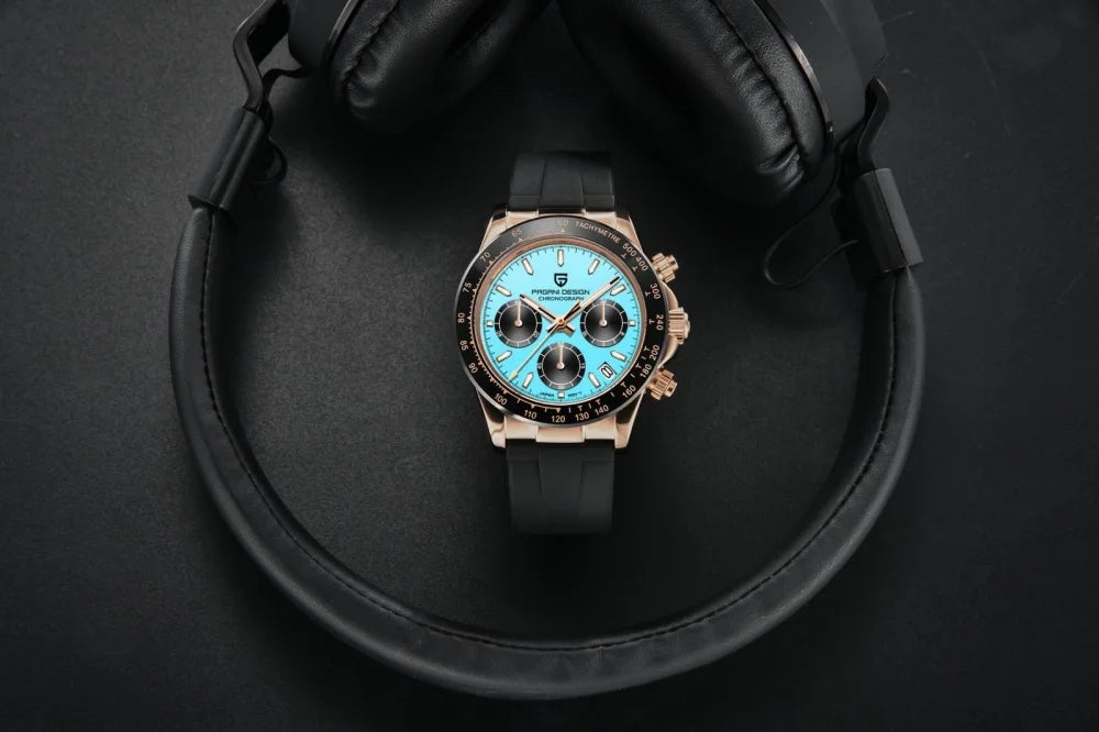 Original New PAGANI DESIGN PD-1664 Luxury Japan VK63 Movt Quartz Wristwatches Sapphire Waterproof Chronograph Gold Reloj Hombre