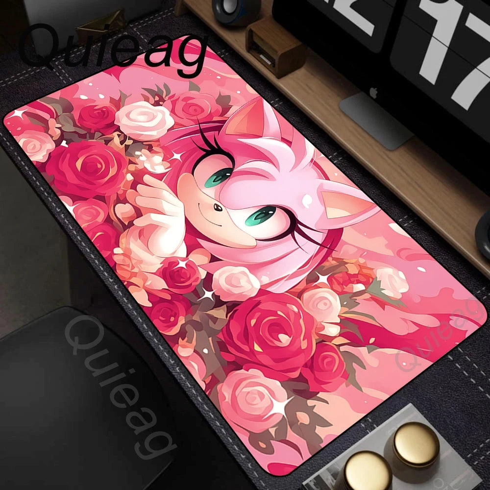 Anime Sonic The Hedgehog egérpad XXL íróasztali szőnyeg Lockrand játék kiegészítőkkel, HD nyomtatású egérpad, játék billentyűzet alátét, párnázott szőnyeg