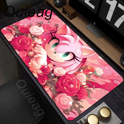 Anime Sonic The Hedgehog egérpad XXL íróasztali szőnyeg Lockrand játék kiegészítőkkel, HD nyomtatású egérpad, játék billentyűzet alátét, párnázott szőnyeg