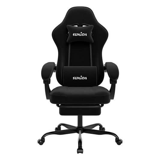 SUKIDA Gaming Chair with Footrest, Racing Chair Design PC Chair, Ergonomic Office Chair Adjustable with Lumbar Support