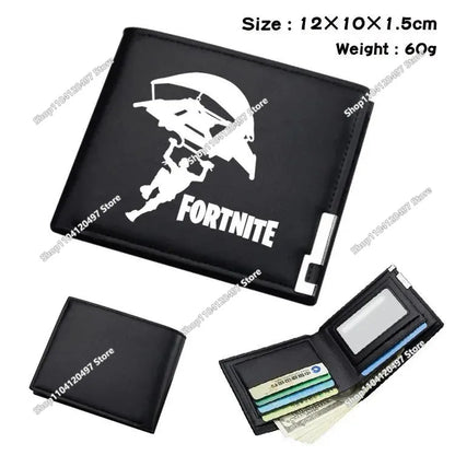 Fortnite Wallet Short Bifold Coin Bag Leather Photo Card Holder Student Wallets Boys Girls Cartoon Print Purses