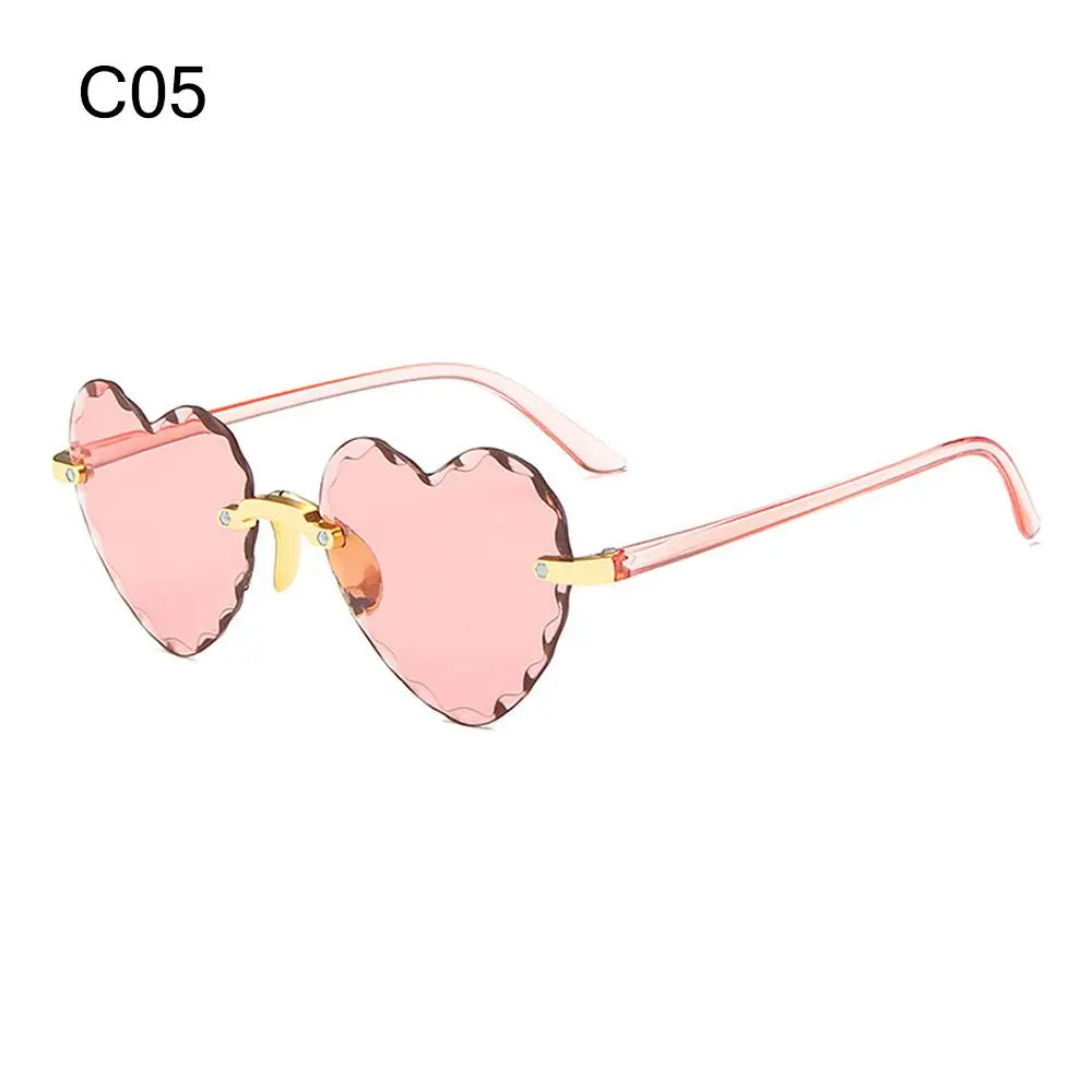 Ochelari de soare în formă de inimă, cu ramă metalică fără ramă, lentile degradate, ochelari de soare „Love Heart” pentru femei, protecție UV400