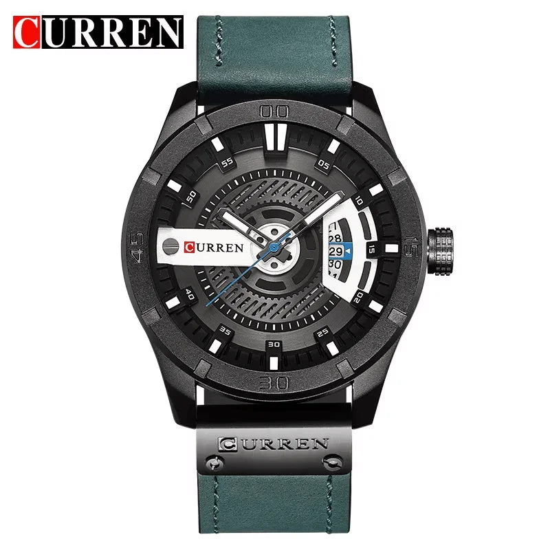 Luxe horlogemerk CURREN: militaire sporthorloges voor heren, quartzhorloge met datum, casual leren polshorloge voor heren, Relogio Masculino