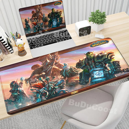 Anime World of Warcraft Podkładka na biurko Podkładka pod mysz do gier Akcesoria komputerowe XXL Podkładka z zapięciem na krawędzi Klawiatura Dywanik pod mysz dla graczy Podkładki biurowe