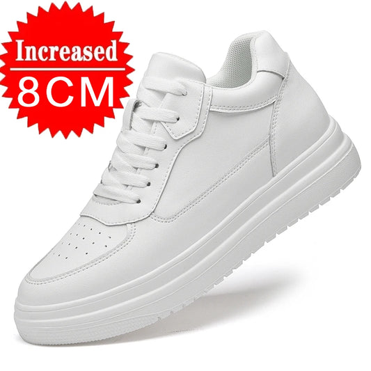 Herrskor Sneakers Höjskor för män Modeskor för fritid Bekväma lädersportskor som ökar längden med 6/8/10 cm