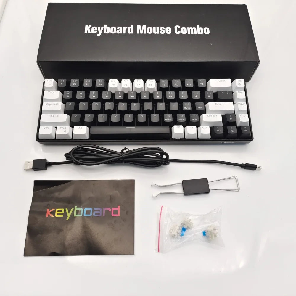 Hot sale HXSJ V800 68 key wired keyboard Hot swappable switch ergonomic ice blue backlight durability gaming mechanical keyboard