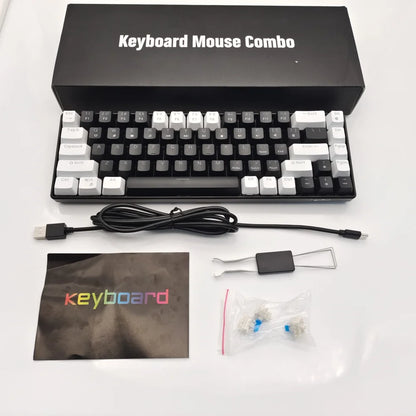 Hot sale HXSJ V800 68 key wired keyboard Hot swappable switch ergonomic ice blue backlight durability gaming mechanical keyboard