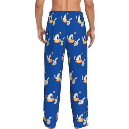 Pantalones de pijama personalizados para hombre con estampado «Soniced», con motivo de erizo, ropa de dormir, pantalones de estar por casa con bolsillos