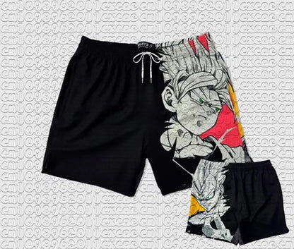 Pantalones cortos de verano con estampado de Goku de Dragon Ball, transpirables y de secado rápido, pantalones cortos deportivos holgados de estilo retro americano para hombre y mujer