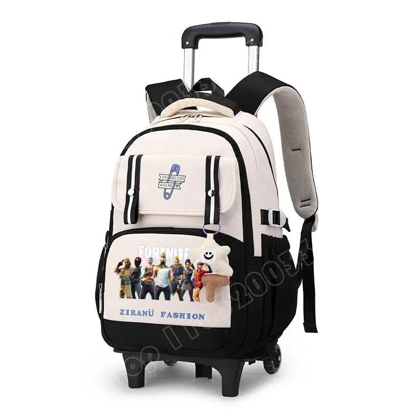 Fortnite Student Rolling Backpack Large Capacity Waterproof Lightweight Design Minimalist Laptop School Bag Casual Travel Bag