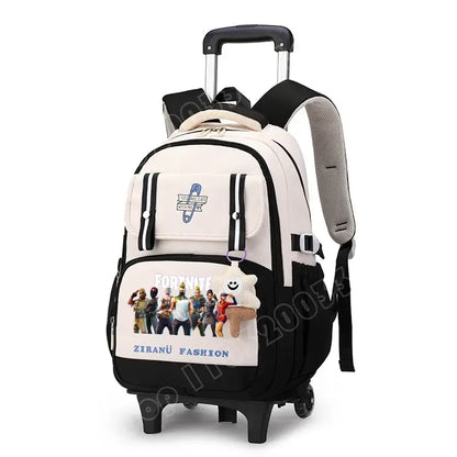 Fortnite Student Rolling Backpack Large Capacity Waterproof Lightweight Design Minimalist Laptop School Bag Casual Travel Bag