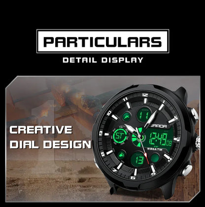 SANDA 9053 G Sportieve militaire herenhorloges Luxe digitaal horloge 50 m waterdicht quartz-polshorloge voor mannen Relogios Masculino